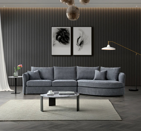 Aluxo Rubin Corner Chaise Sofa in Charcoal Boucle