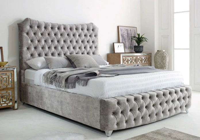 Vincent Bed Frame Collection-Silver Fabric