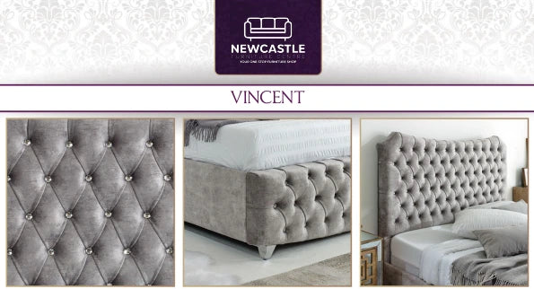 Vincent Bed Frame Collection-Silver Fabric