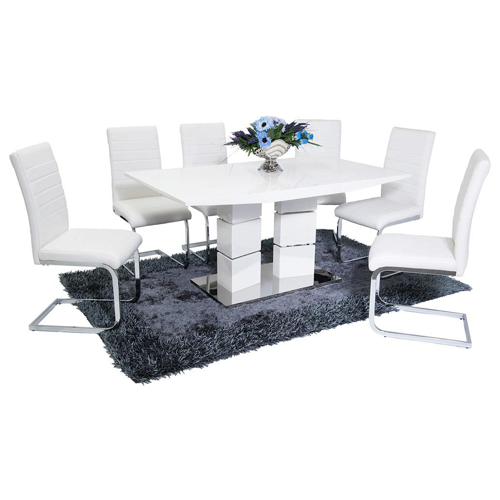 Texas White High Gloss Dining Table