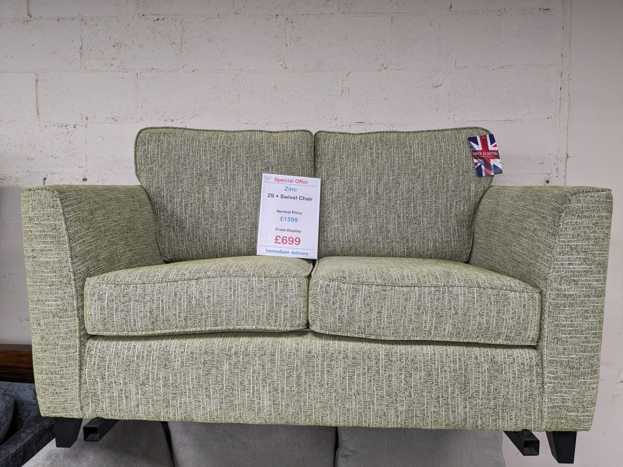 Zinc 2 Seater Sofa + Swivel Chair - Clearance