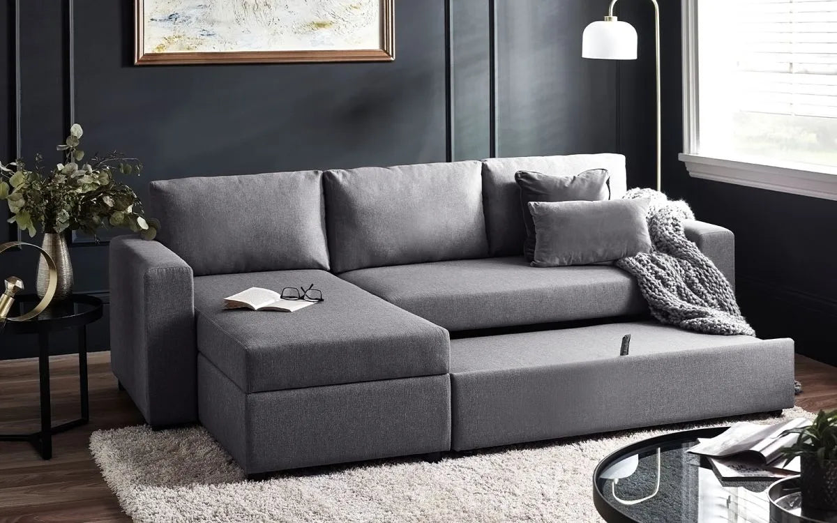 Julian Bowen Angel Grey Linen Corner Sofa Bed