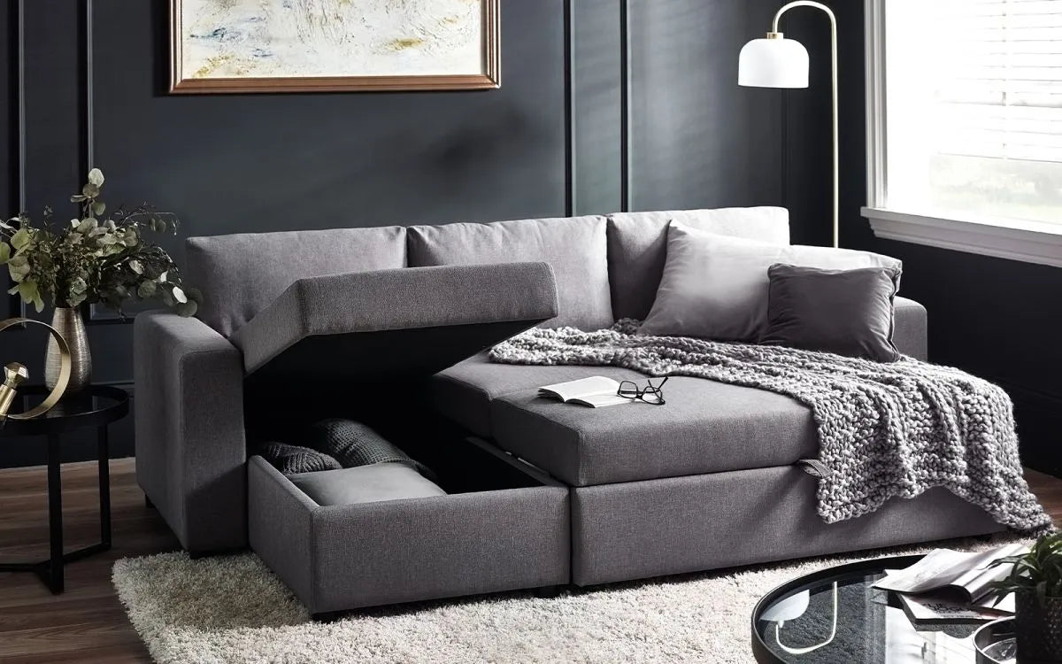 Julian Bowen Angel Grey Linen Corner Sofa Bed