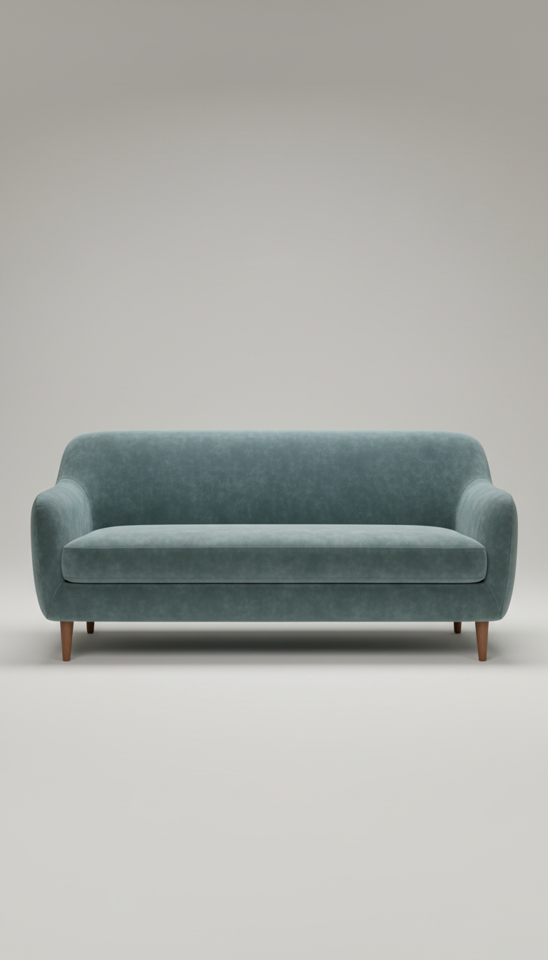Blue sage velvet sofa