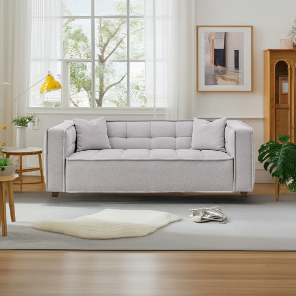 Casper 3 Seater Sofa in Putty Boucle Fabric - Casper Range