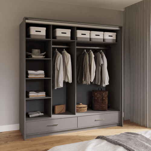 MARSYLIA 208cm Sliding Door wardrobe Graphite | Dako Furniture