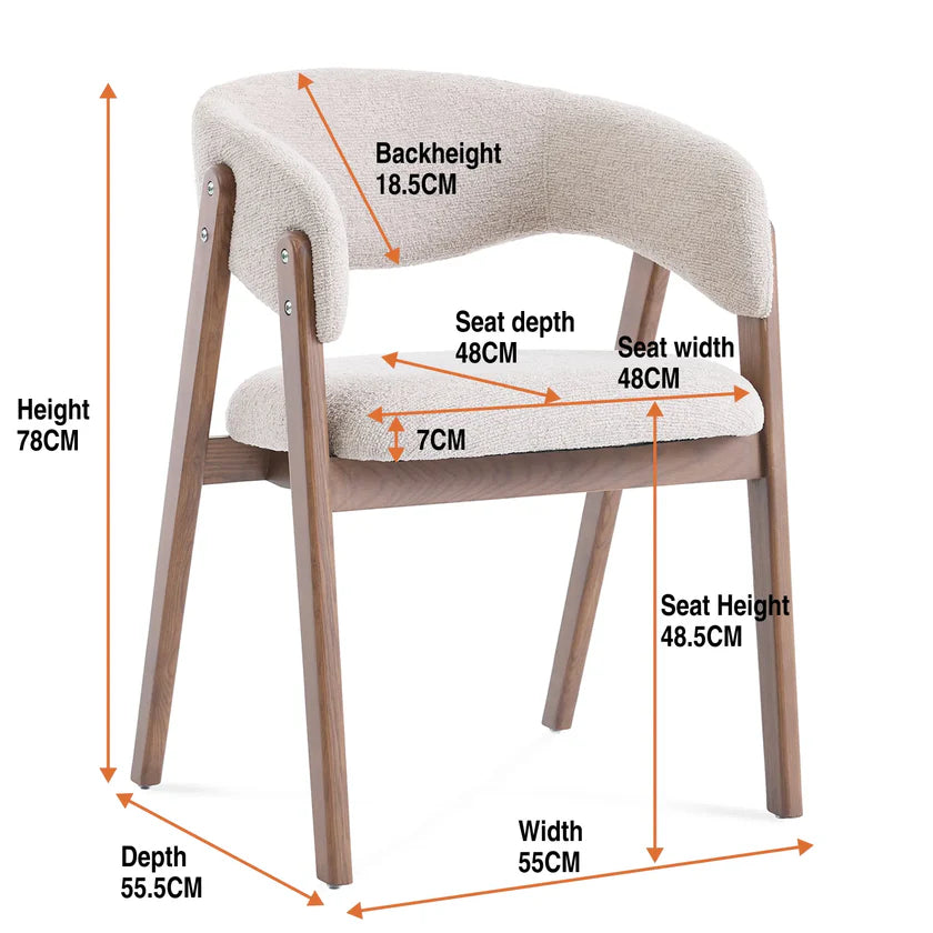 Rivers Cream Boucle Dining Chair