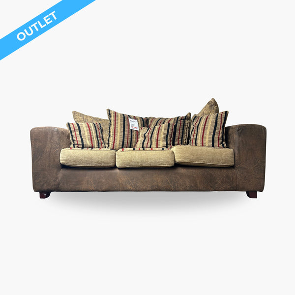 Clearance Brown leather 3 Seater Sofa